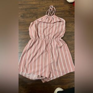 Pink and white romper